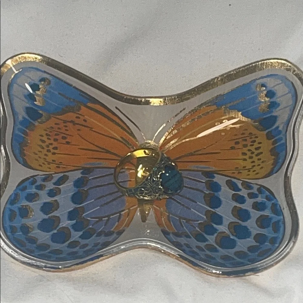 Paper Source Butterfly Jewelry/Trinket Dish - Blue and Gold - Picture 5 of 5